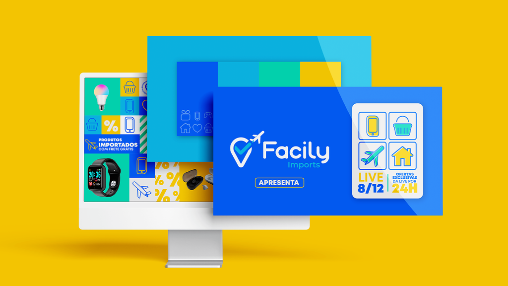 Aplicações da identidade visual Facily Imports